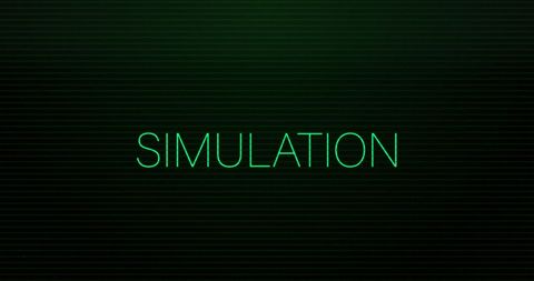 Digital simulation concept with green text