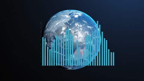 Data Visualization Over Earth Globe in Digital Interface
