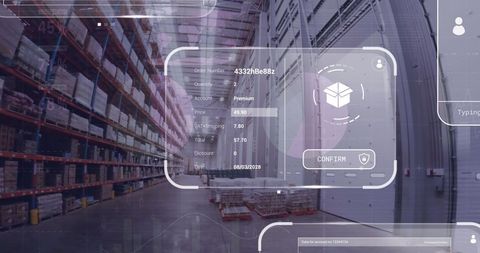 Digital Interface Over Warehouse Displaying Data Processing for Global Shipping - Download Free Stock Images Pikwizard.com