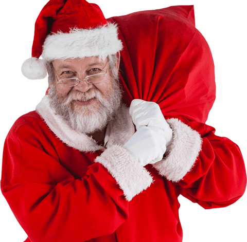 Joyful Santa Claus Holding Transparent Christmas Sack Smiling - Download Free Stock Videos Pikwizard.com