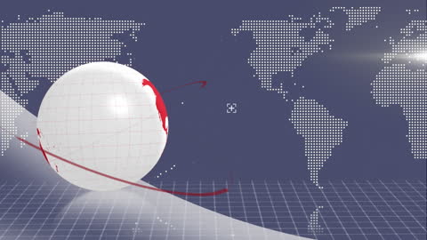 High-tech World Map with Orbiting Globe Animation