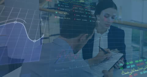 Animated Financial Data Processing Over Business Meeting