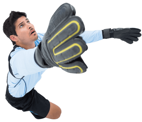 soccer goalie in mid-air dive with focused expression on transparent - Download Free Stock Videos Pikwizard.com