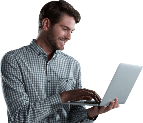 Happy Businessman Using Laptop Transparent Background - Download Free Stock Videos Pikwizard.com