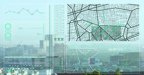 data processing interfaces over scenic cityscape - Download Free Stock Images Pikwizard.com