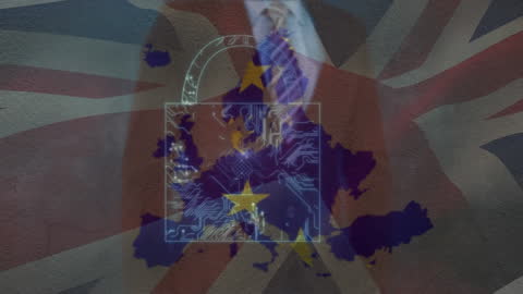 Brexit Technology Security Concept with UK and EU Elements