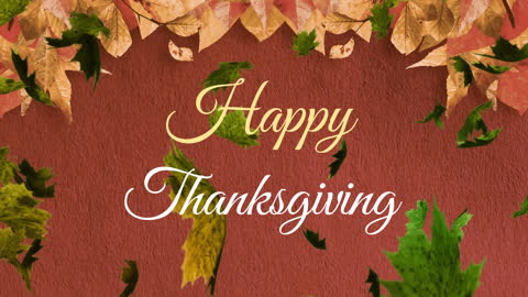 Festive Thanksgiving Greeting with Falling Leaves