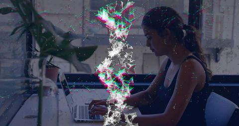 Tech-Savvy Woman Harnessing Holographic Data Interaction