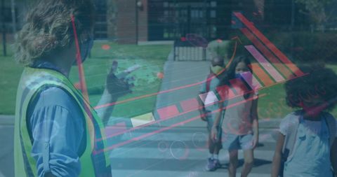 Teacher Helping Kids Cross Road Amid Pandemic Data