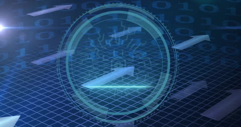 Digital Security Concept: Padlock and Data Processing