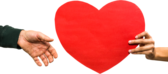 Woman's Hand Giving Heart Shaped Paper to Man on Transparent Background - Download Free Stock Videos Pikwizard.com