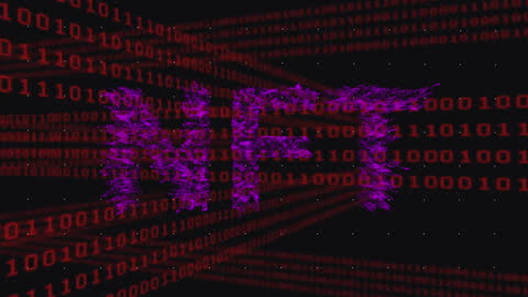 NFT Technology Concept with Binary Code Background