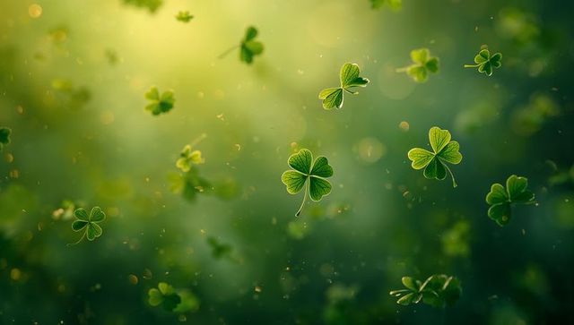 Floating Four-Leaf Clover Closeup Showing Vein Detail and Sunlit Bokeh