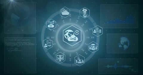 Global Cloud Sync Hub Visualizing Dataflow and Analytics on Futuristic Digital Dashboard