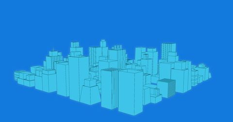 Futuristic Virtual Cityscape on Blue Screen Background - Download Free Stock Images Pikwizard.com