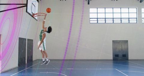 Dynamic Slam Dunk in Gymnasium Arena