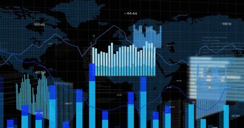 Global Financial Data Visualization on Digital Map - Download Free Stock Images Pikwizard.com