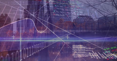 Abstract Finance and Technology Overlapping Cityscape