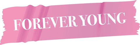 Abstract pink brushstroke with youthful phrase on transparent background