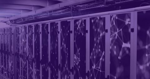 Modern Server Room with Digital Network Overlay - Download Free Stock Images Pikwizard.com