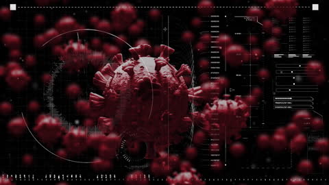3D Animation of Coronavirus Cells on Digital Background