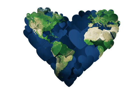 Heart-Shaped Earth Illustration with Transparent Background