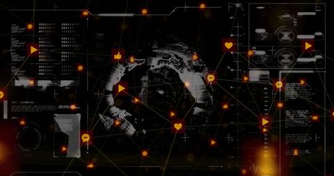 Futuristic data processing over globe marketing technology