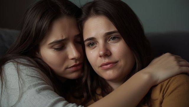 Comforting moment between two friends sharing emotions