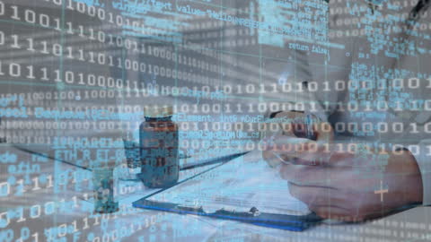 Doctor Analyzing Data with Digital Overlay Techniques in Medicine