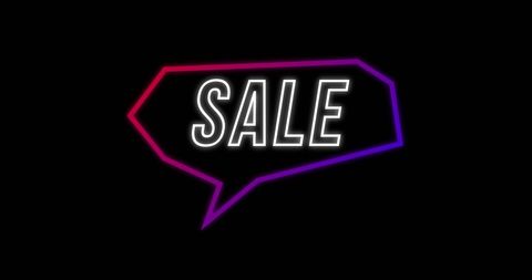 Neon Speech Bubble Displaying Sale Message - Download Free Stock Images Pikwizard.com