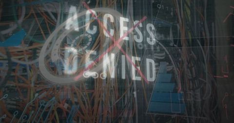 Cybersecurity message overlays fail over data center racks