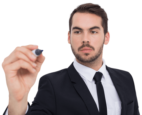 businessman in suit writing with transparent marker pen - Download Free Stock Videos Pikwizard.com