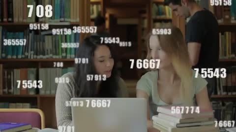 Two Students Engaged in Data Research with Rapid Count Visualization