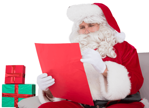 transparent santa claus checking list with gift boxes nearby - Download Free Stock Videos Pikwizard.com