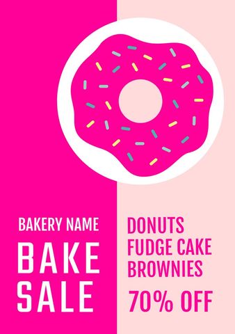 Vibrant Pink Bake Sale Poster Featuring Delicious Donut - Download Free Stock Templates Pikwizard.com