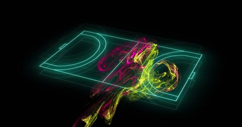 digital sports court with neon particles on black background - Download Free Stock Images Pikwizard.com