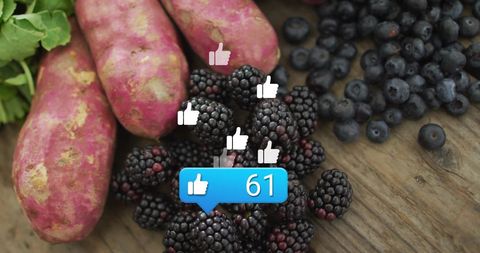 Health and digital integration with fresh produce and social media likes