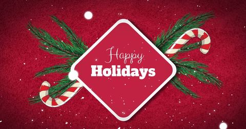 Festive Christmas Greetings with Candy Canes and Snow