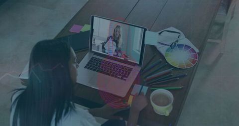 Creative Designer in Home Office Joining Team Meeting