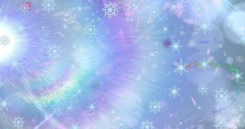 Radiant Snowflakes Falling on Light Blue Sky