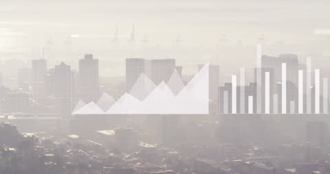 Cityscape with Digital Financial Data Overlays