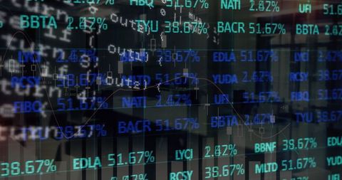 Digital Financial Data Overlay in Empty Modern Office