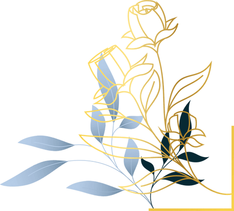 Elegant Metallic Outline Trio Roses on Transparent Background