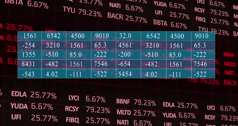 Animated Data Processing Over Stock Market Background