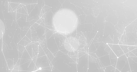 Connecting Digital Nodes with Geometric Wireframe Mesh and Soft Bokeh Glow Background