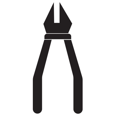 Minimalist black pliers illustration on transparent background