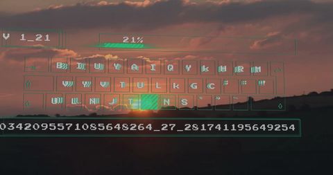 Digital Data Overlay on Sunset Landscape Visualizing Modern Connections - Download Free Stock Images Pikwizard.com