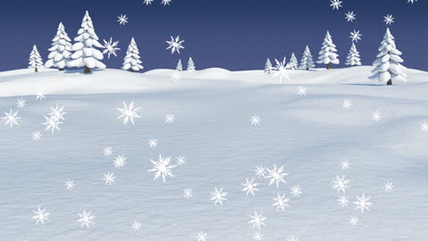 Animated Snowfall Over Winter Landscape With Snowy Trees