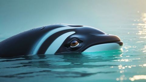 Orca Whale Surfacing in Serene Ocean During Golden Hour - Download Free Stock Images Pikwizard.com