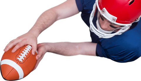 Dedicated American Football Player Scoring Transparent Background
